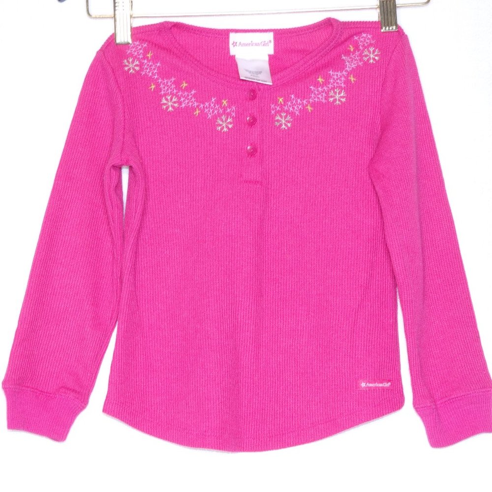 American Girl Pink Thermal Girls Shirt XS 6